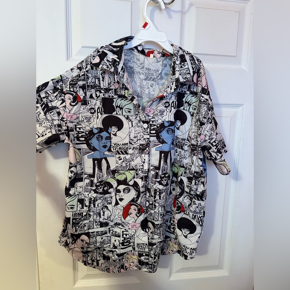 Comic Button Up. Light-weight, Size S